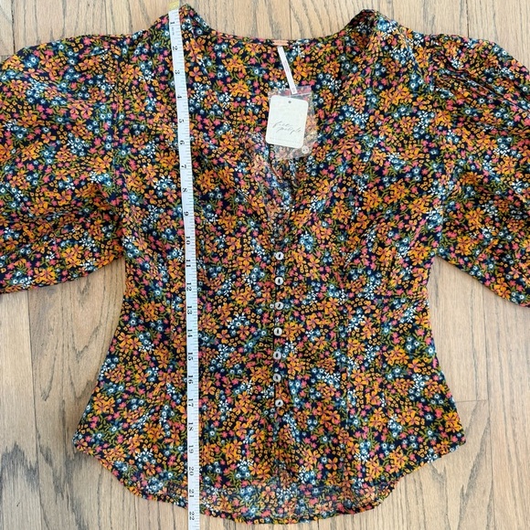 NWT Free People I Found You Floral Button-Up Women's Puff Sleeve Top Size XS - Picture 14 of 16